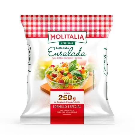 Pasta Para Ensalada Molitalia Fideos Tornillo  - 250 g