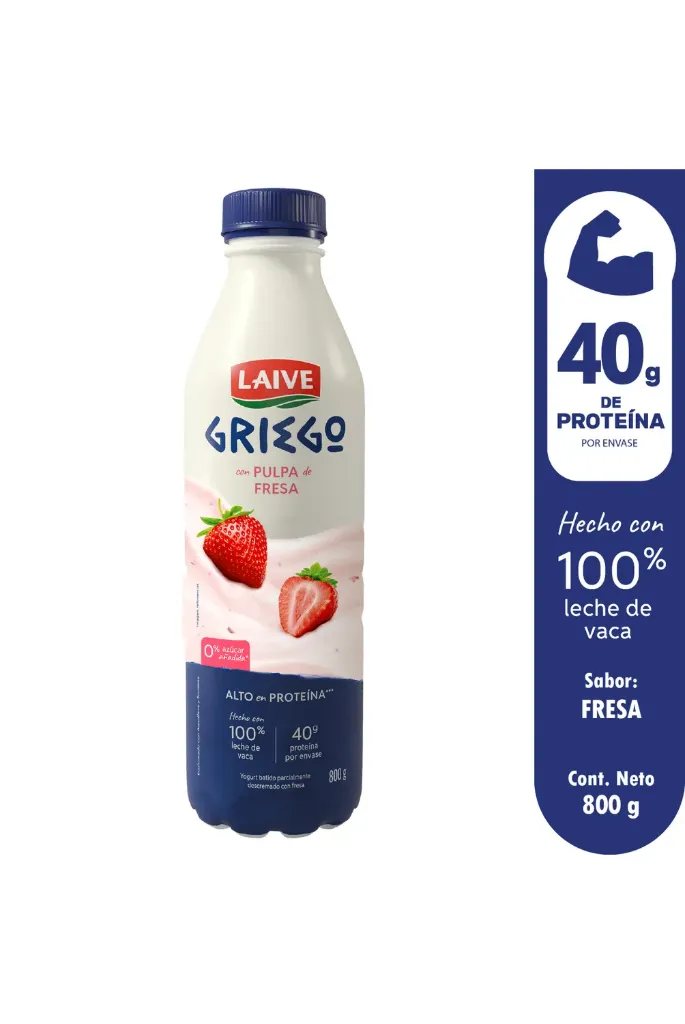 Yogurt Griego Laive - Botella 800 g (FRESA)
