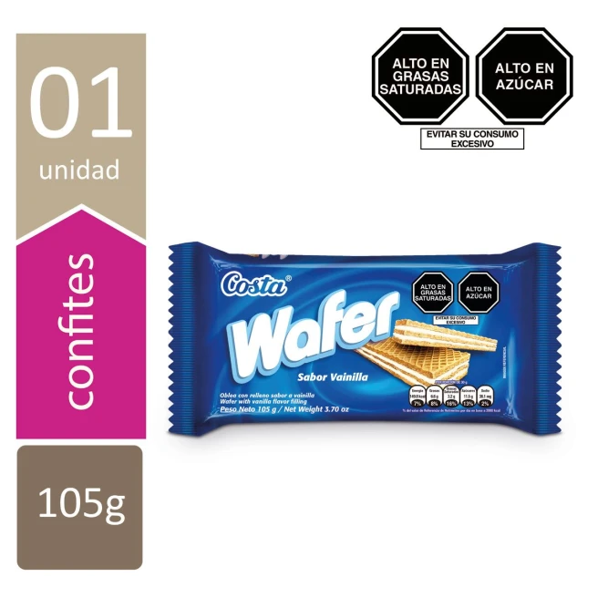 Galletas Costa Wafer Vainilla - 105 g   (Vainilla.)