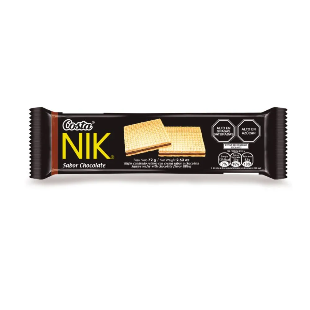Wafer Nik Sabor Chocolate Costa - 72 g