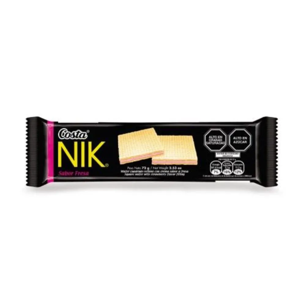 Wafer Nik Sabor Fresa Costa - 72 g