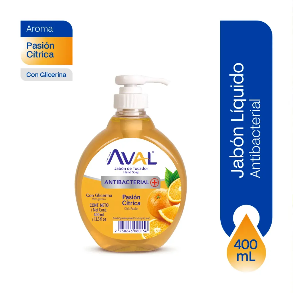 Jabón Líquido Pasión Cítrica Aval - 400 ML