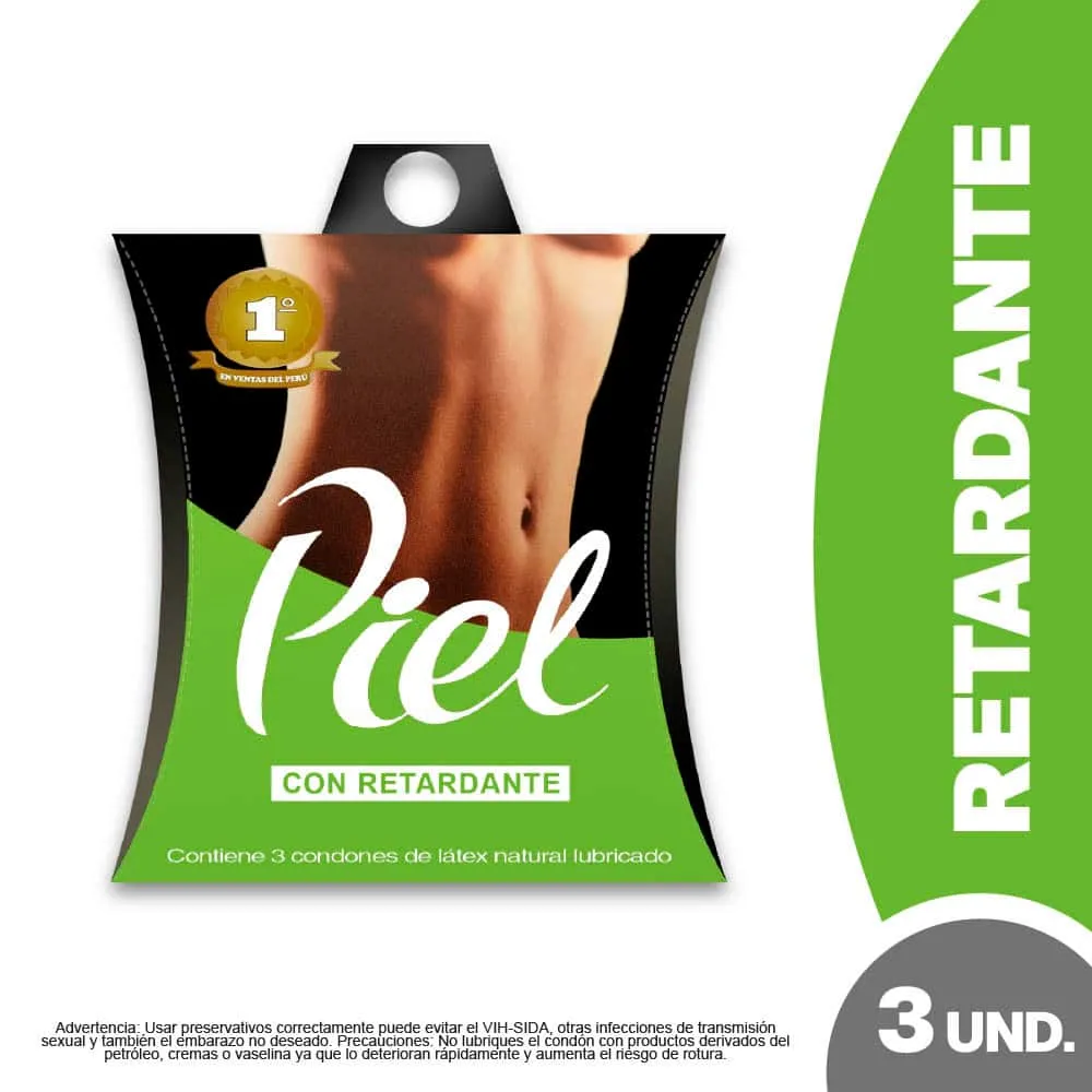 Preservativo Piel Con Retardante - 3 unid